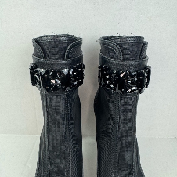 Karl Lagerfeld Women's US 7.5Blayze Black Mesh Ankle Pumps Peep Toes Shoes - Picture 2 of 12